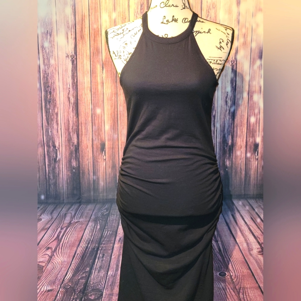 Anthropologie Michael Stars - Medium - Black Ruched Midi Dress - EUC